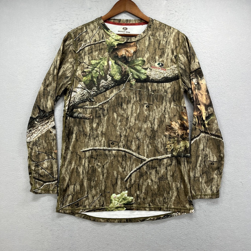 Mossy Oak Performance Long Sleeve Shirt Mens M Brown Camo Country Roots Hunting